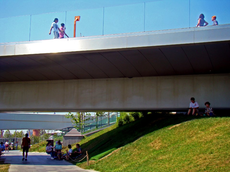 Moscow. A View under the bridge in Zaryadye Park