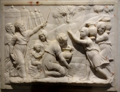 Moses Bringing Water from the Rock, perhaps by Taddeo Carlone, 1600, marble - Museo Diocesano (Genoa) - DSC01602