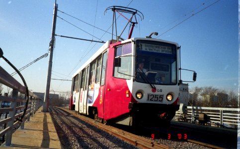 Moscow tram 1255 2003-03 Donbass overpass