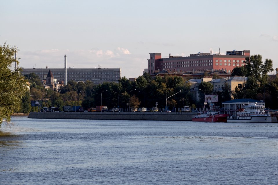 Moscow, Paveletskaya Embankment, parked fireboats August 2012 01