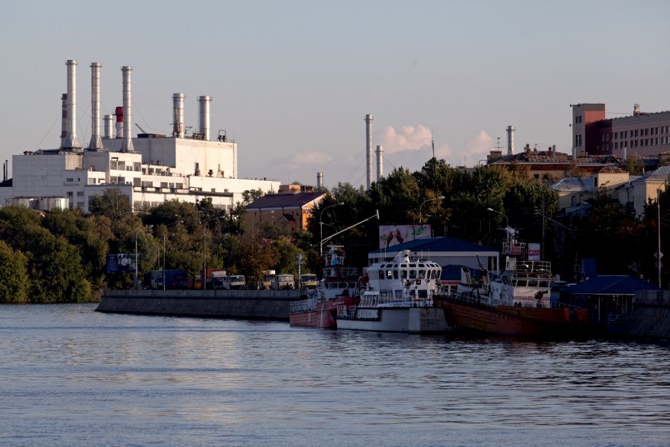 Moscow, Paveletskaya Embankment, parked fireboats August 2012 02