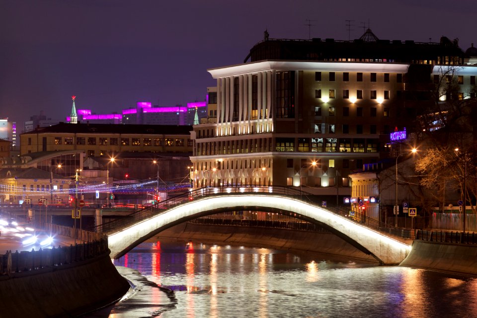 Moscow, Sadovnichesky Bridge at night, March 2014 01