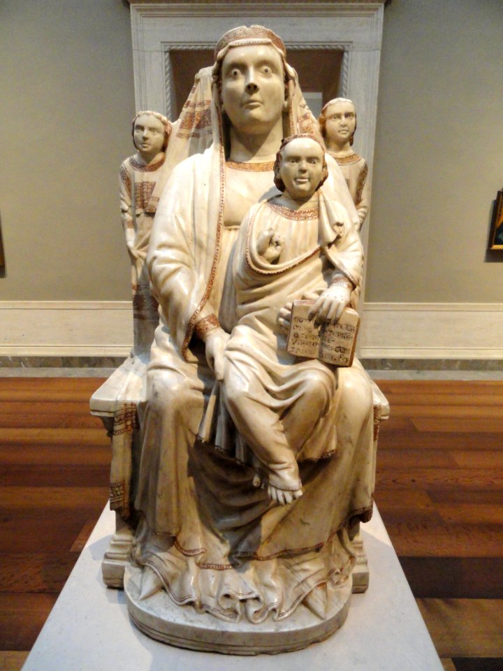 Mother and Child Enthroned with Angels, Veronese, dated 1321, marble - National Gallery of Art, Washington - DSC00140