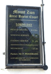 Mount Zion Chapel, Church Road, Leatherhead (July 2013) (Signboard)