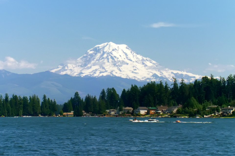 Mount Rainier and Lake Tapps
