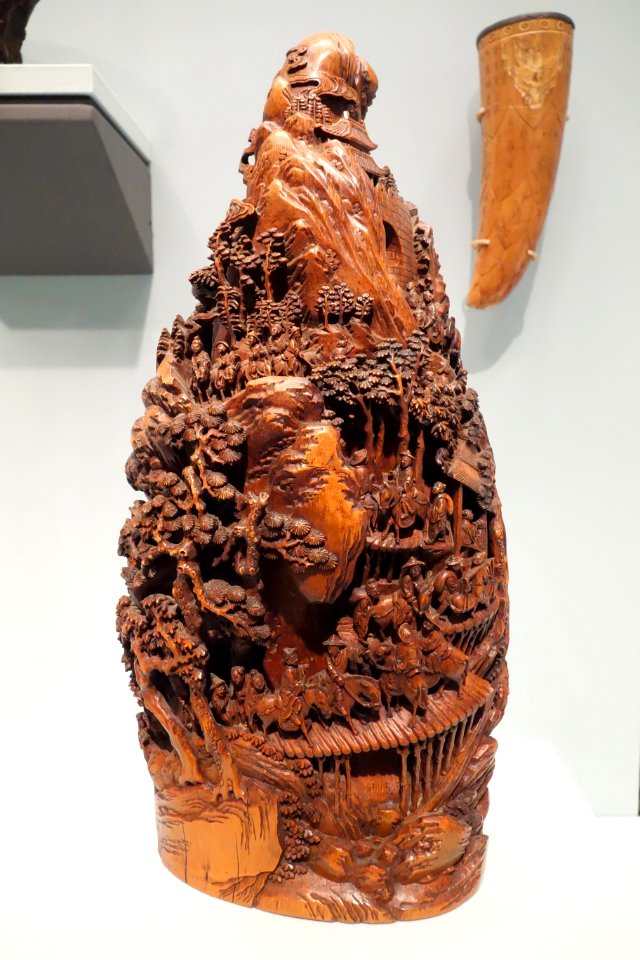 Mountain scene (procession), China, Qing dynasty, 1644-1911 AD, bamboo root - Asian Art Museum of San Francisco - DSC01561