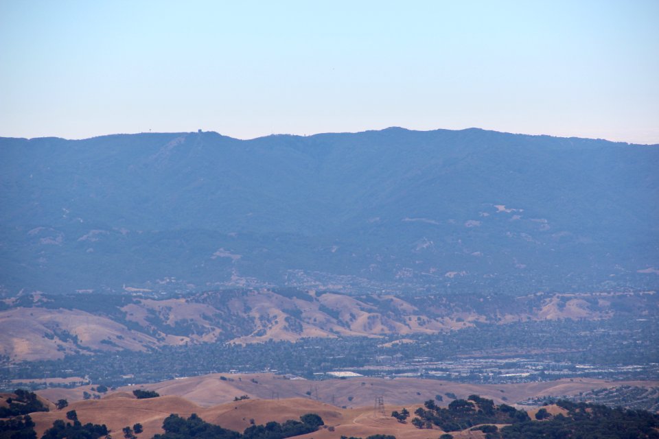 Mount Umunhum and Mount Thayer from Mount Hamilton, Aug 2019