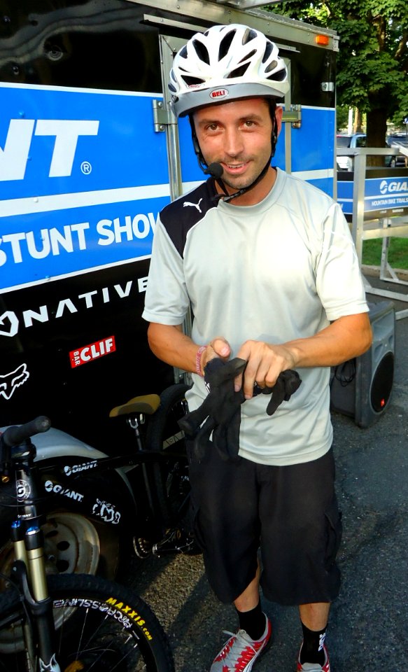 Mountain bike stunt bicyclist Chris Clark in Summit NJ