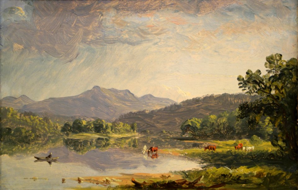 Mount Washington from the Saco River, a Sketch, by Sanford Robinson Gifford, c. 1858, oil on paper mounted onto board - Chazen Museum of Art - DSC02152