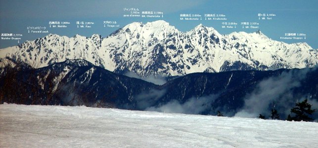 Mount Hotaka and Mount Yari from Mount Hachimori 2008-04-25