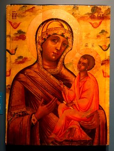 Mother of God of Tikhvin, late 1600s or early 1700s with later additions, egg tempera on wood with gold leaf, bronze powder - Jordan Schnitzer Museum of Art, University of Oregon - Eugene, Oregon - DSC09264