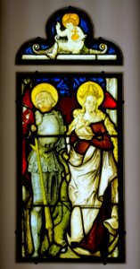 Mother of God and Saint George, from St. Nazarius and Celsus in Ersheim-Neckar, Upper Rhine, c. 1517 AD, stained and painted glass - Hessisches Landesmuseum Darmstadt - Darmstadt, Germany - DSC00626