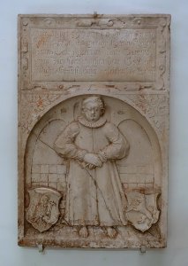 Monument to Hans Georg, 2 years old, son of court scribe Hannss Aufhamer, Middle Franconia, c. 1595, limestone - Germanisches Nationalmuseum - Nuremberg, Germany - DSC02795