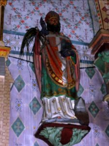 Morley (Meuse) église, statue d'un évêque