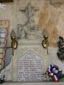 Morley (Meuse) église, plaque monument aux morts avec pieta