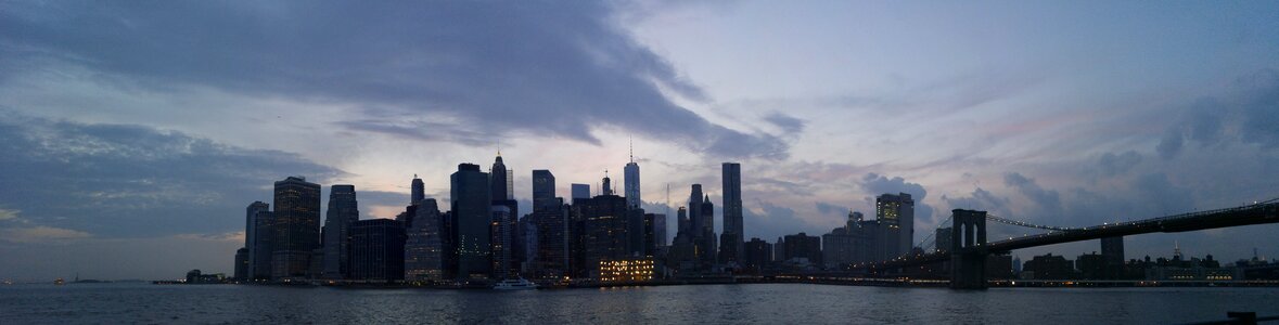 Panoramic new york skyline blue news