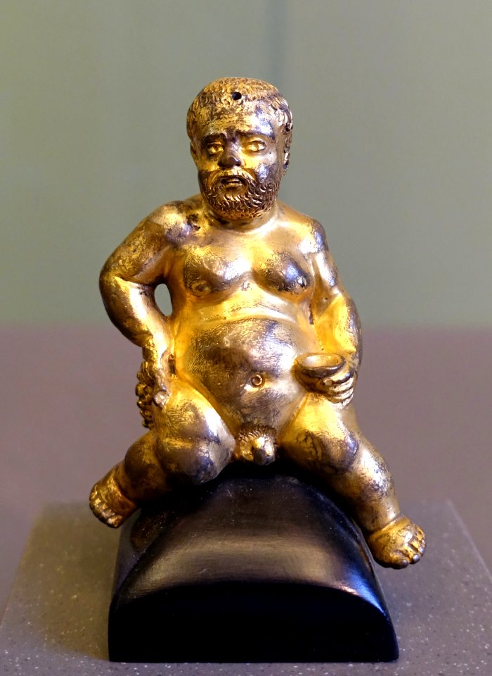 Morgante, the Court Dwarf of the Medici, as Bacchus, by Valerio di Simone Cioli, Florence, 1529-1599 AD, gilt bronze - Bode-Museum - DSC02568