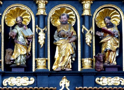 Moosbach Pfarrkirche - Kanzel 2 Markus Petrus Lukas