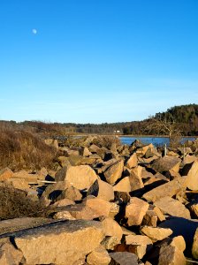 Moon over granite blocks in Norrkila 1 photo