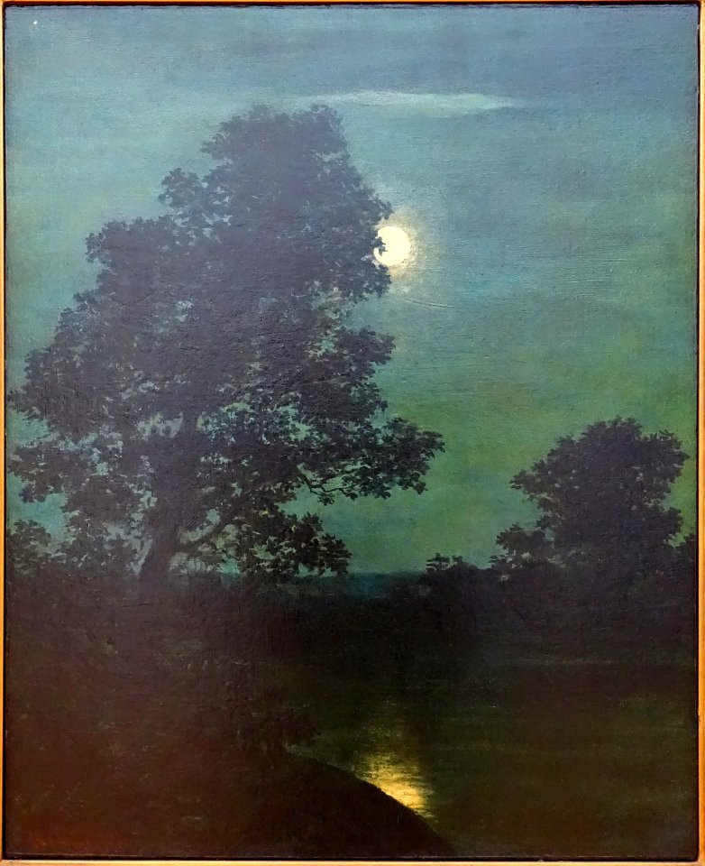 Moonlight on the Brook, by Ralph Albert Blakelock, c. 1886-1895, oil on canvas mounted on panel - Krannert Art Museum, UIUC - DSC06274