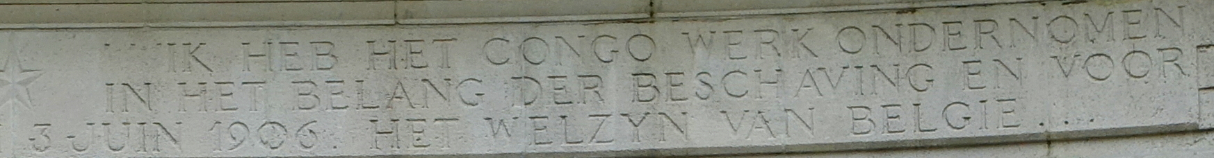 Monument aux pionniers belges au Congo (Leopold II quote Dutch)