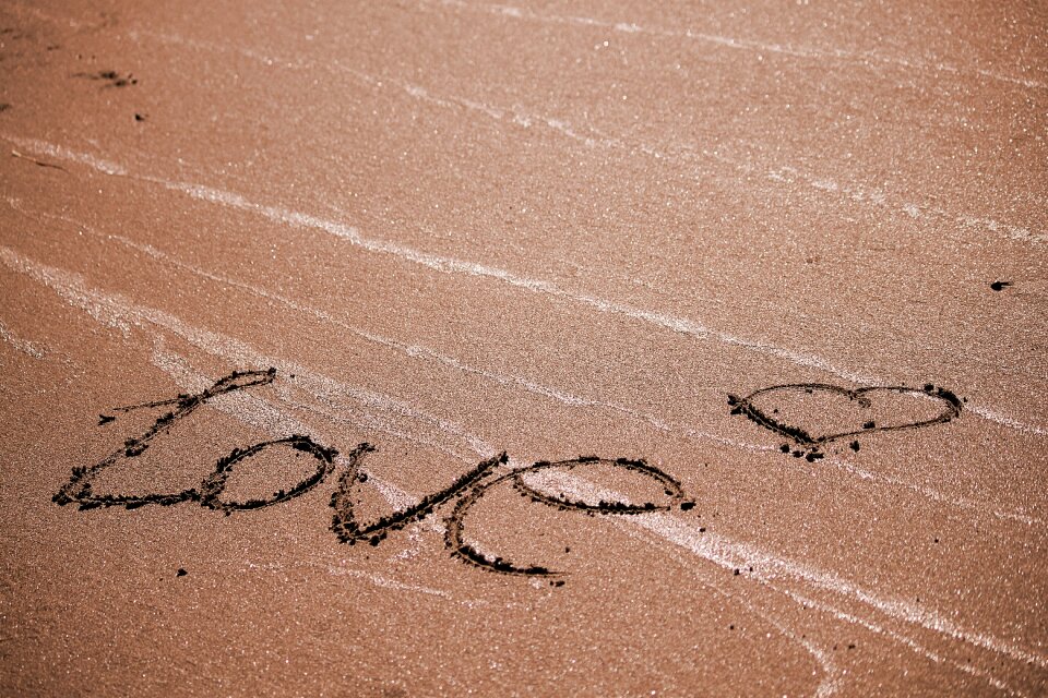 Heart sand written