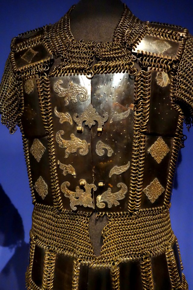 Moro armor, Philippines, undated, horn plates and mail - Glenbow Museum - DSC00795