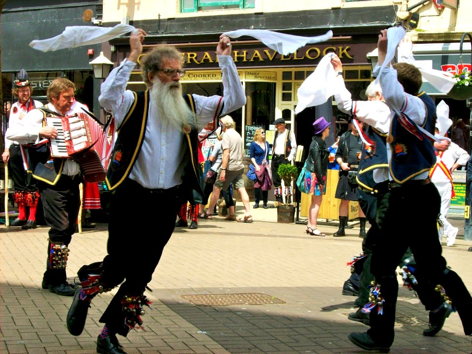 Morris dancing outside the Gerneral Havelock, Hastings
