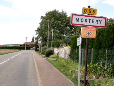 Mortery (Seine-et-Marne) city limit sign Mortery