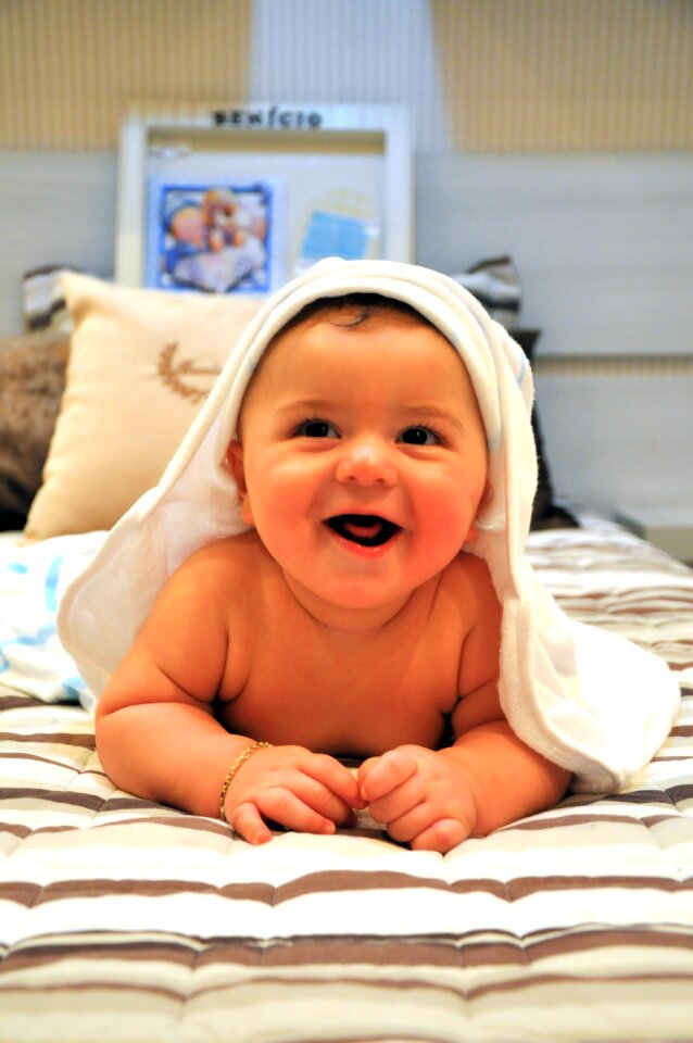 After the bath smile happy