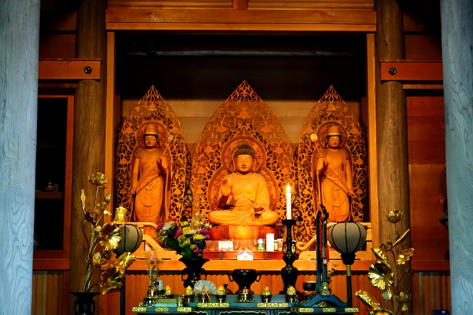 Mine Yakushido Hall interior - Chusonji, Hiraizumi, Iwate - DSC04843