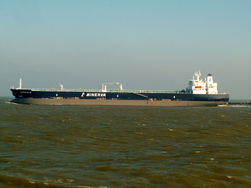 Minerva Ellie IMO 9297321 p1 leaving Port of Rotterdam, Holland 25-Feb-2006