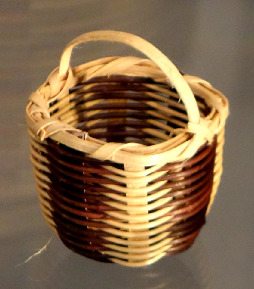 Miniature Basket, Cherokee people, Western North Carolina, 1960-1980, woven white oak splint, honeysuckle - Chazen Museum of Art - DSC01873