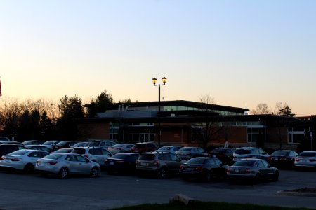 Milliken Park Recreational Centre and parking lot, May 2018