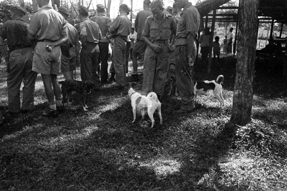 Militairen in een plaatsje nabij Purwakarta (West-Java) hebben een zwembad, dat , Bestanddeelnr 464