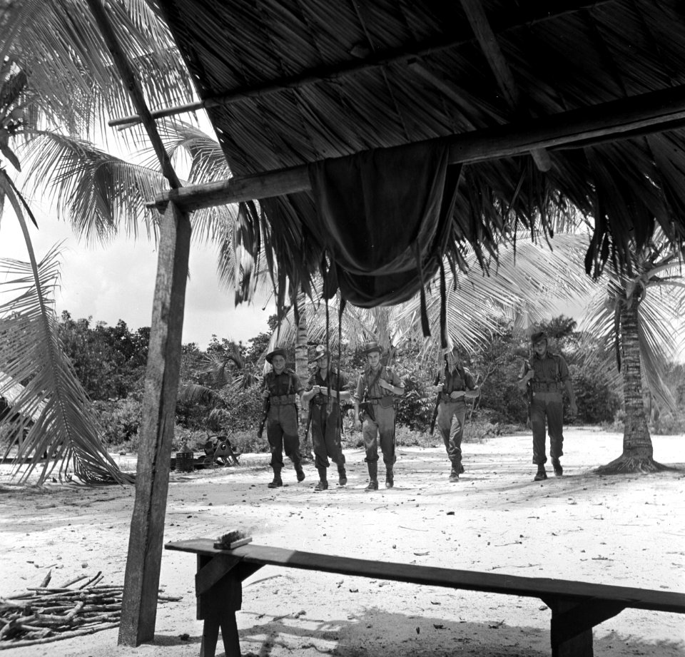 Militairen op patrouille in de buurt van Matta in Suriname, Bestanddeelnr 252-6375