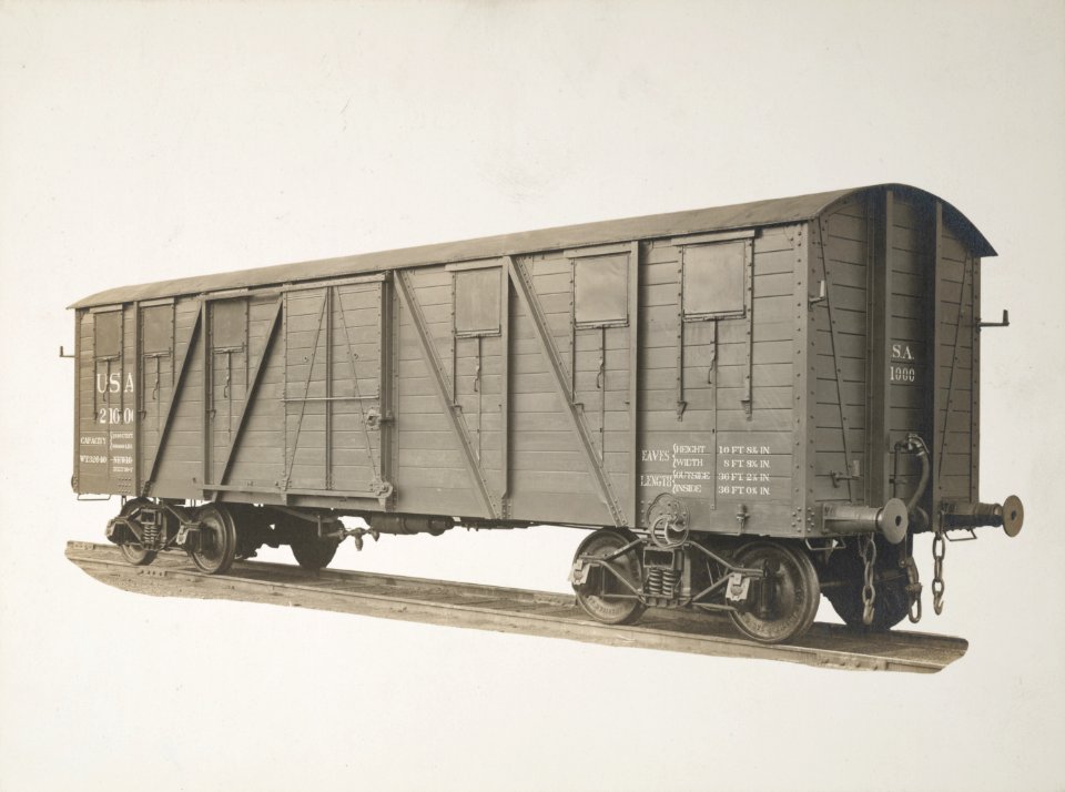 Military Administration - Transportation - Rail - Construction - 30-TON BOX CAR. Built by the American Car and Foundry Company, Detroit, Michigan, for the U.S. Government - NARA - 45502093 (cropped)