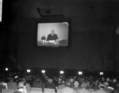Minister Den Uyl opende Firato 1965 vanuit Den Haag vi TV, Bestanddeelnr 918-1984