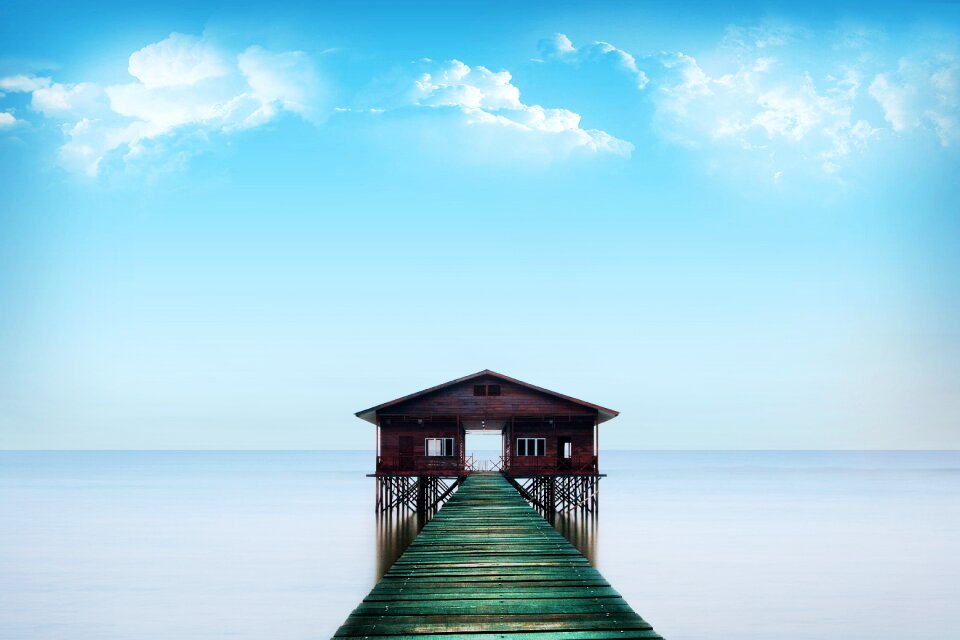 Bridge floating pontooon landscape