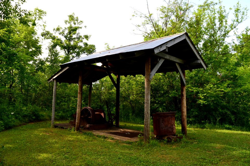 Mining equipment on Mineral Point Hill