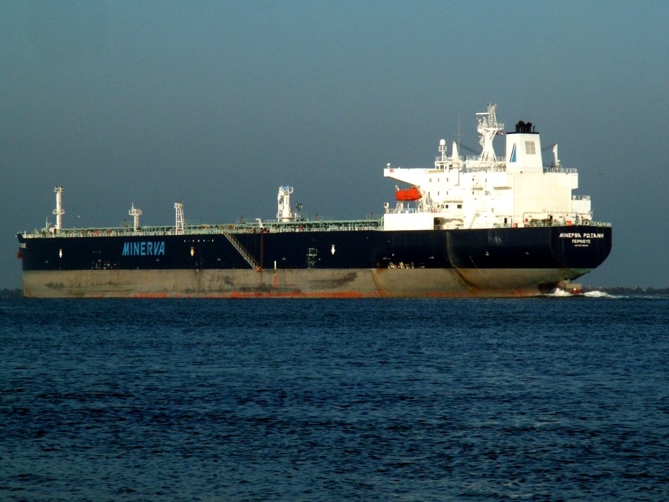 Minerva Roxanne p4a leaving Port of Rotterdam, Holland 09-Jan-2006