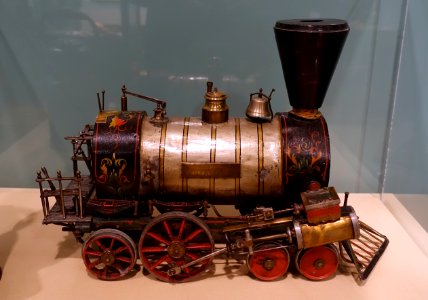 Miniature locomotive which won a medal at the Milwaukee exhibition of 1855, made by Pierre Rodier, Saint-Hyacinthe, 1850, iron, brass - Château Ramezay - Montreal, Canada - DSC07567