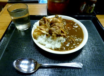 Mini size Japanese style curry with sukiyaki of Nakau photo
