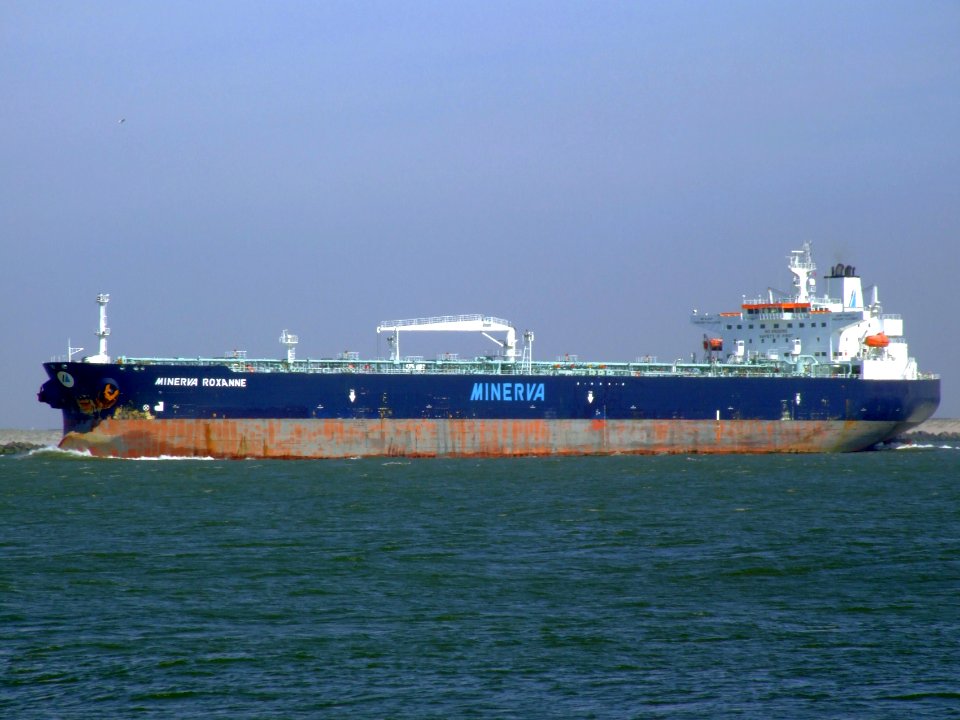 Minerva Roxanne p2 leaving Port of Rotterdam, Holland 19-Apr-2007