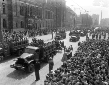 Militair defile te Rotteram, verjaardag Koningin, Bestanddeelnr 906-4362