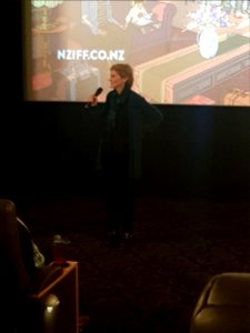 Midge Costin giving a Q&A for Making Waves NZIFF