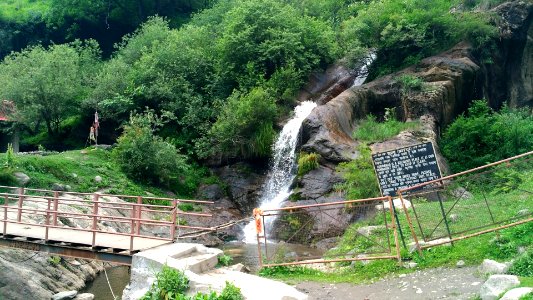 Midway point RudraNag Waterfall on Kheerganga trek in Himachal India