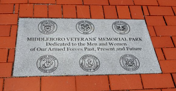 Middleboro Veterans' Memorial Park marker - Middleborough, Massachusetts - DSC04005