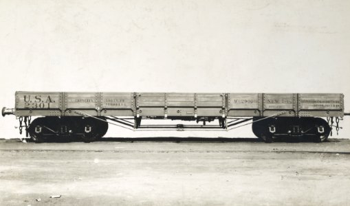 Military Administration - Transportation - Rail - Construction - GONDOLA FREIGHT CAR - NARA - 45502199 (cropped)