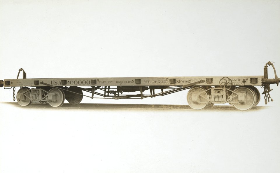 Military Administration - Transportation - Rail - Construction - STANDARD GAUGE FLAT CAR FOR U.S. FORCES OVERSEAS - NARA - 45502227 (cropped)